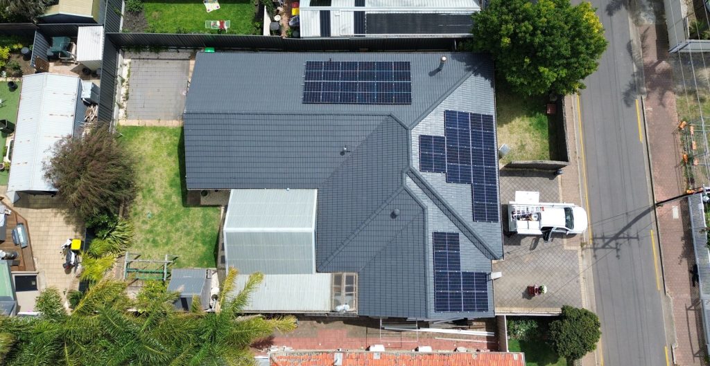 Rooftop solar installation on a property in the Adelaide Hills